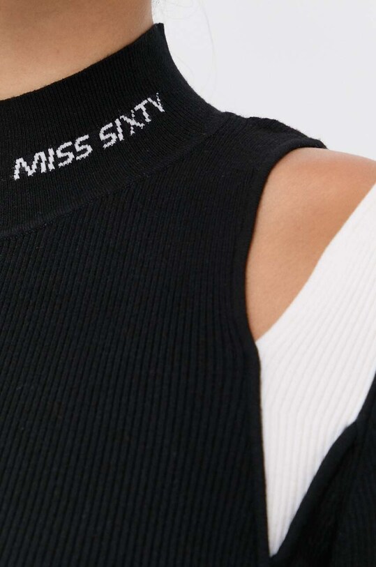 Miss Sixty sukienka z domieszką jedwabiu 6T4RJ3550000 czarny