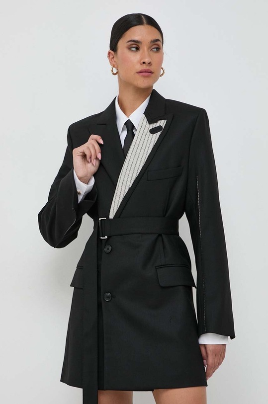 Victoria Beckham sukienka z domieszką wełny 1423WDR005055B czarny AW23