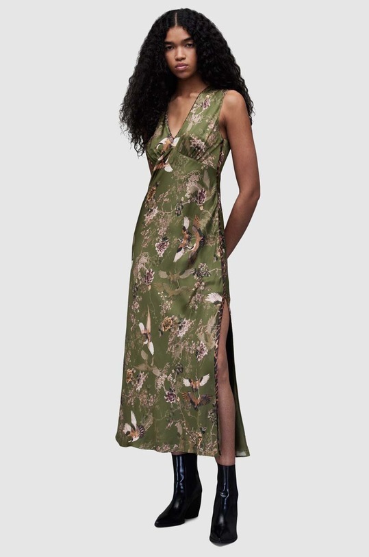 Φόρεμα AllSaints KARLA PEGGY DRESS μυτερό άκρο πράσινο WD068Z
