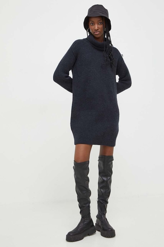 Superdry sukienka z domieszką wełny W8011684A.98T granatowy AW23