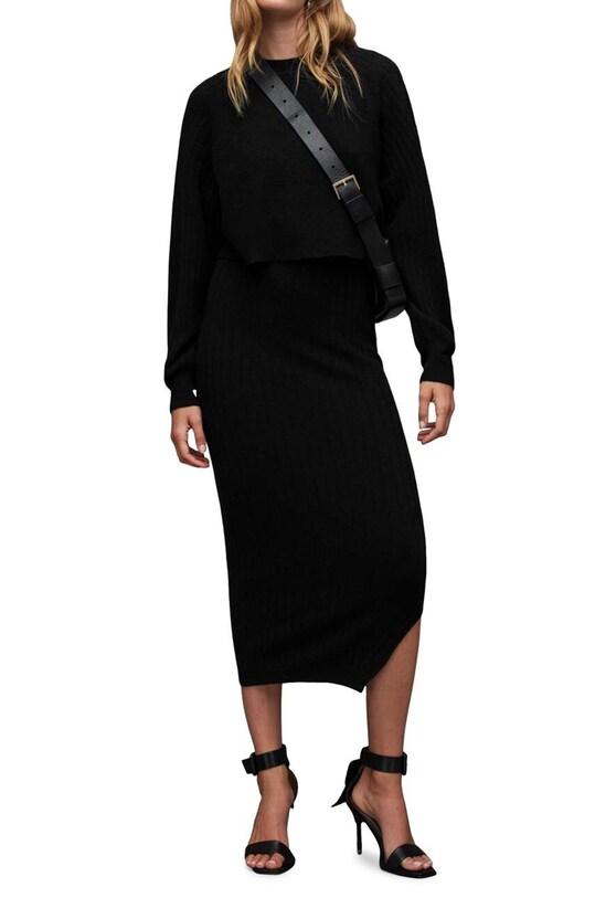 AllSaints sukienka i sweter MARGOT casual czarny WD112Z