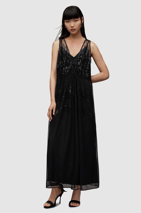 AllSaints sukienka WD367Y ROBYN EMB DRESS maxi czarny WD367Y