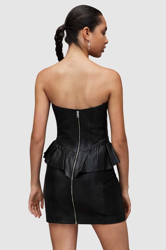 Odzież AllSaints sukienka skórzana WL068Z CASSIE LEA RUFFLE DR WL068Z czarny