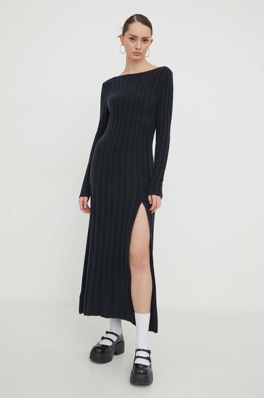 Φόρεμα από μείγμα μαλλιού Abercrombie & Fitch KI159.3430.900 μαύρο AW23