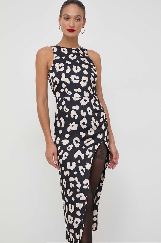 Bardot sukienka wzorzyste czarny 59141DB.LEOPARD/BL