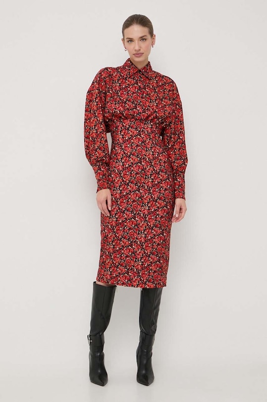 La Mania rochie midi rosu ODETTE