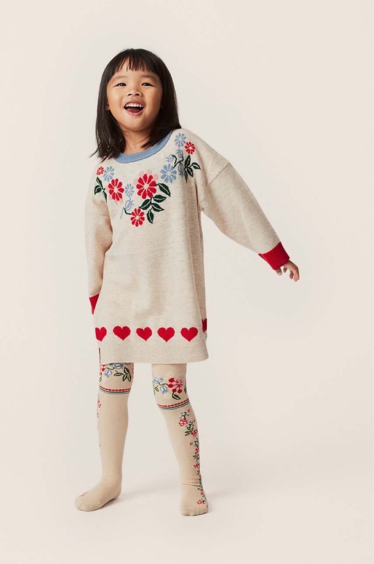 Dětské bavlněné šaty Konges Sløjd mini béžová KS6097