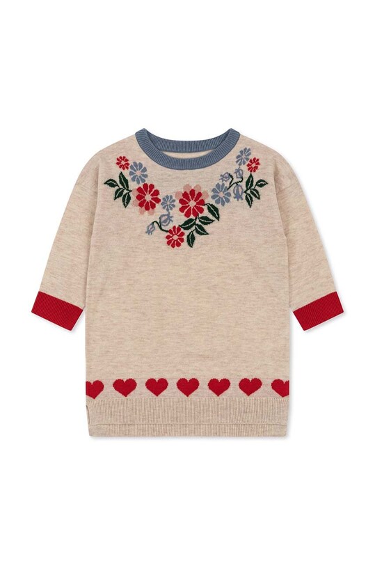 Konges Sløjd rochie din bumbac pentru copii KS6097 bej AW23