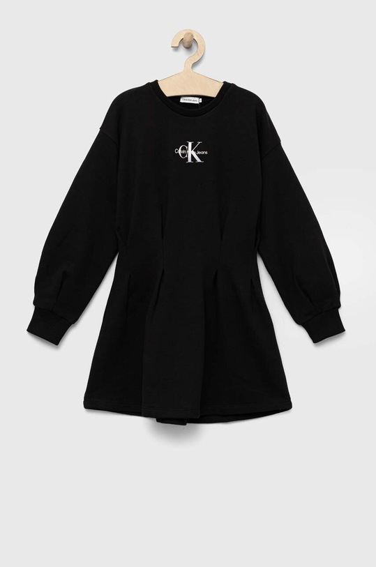 Παιδικό βαμβακερό φόρεμα Calvin Klein Jeans μακρύ μαύρο IG0IG02047.9BYX