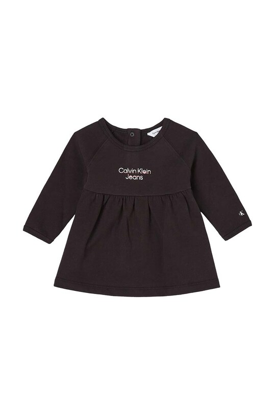Хлопковое детское платье Calvin Klein Jeans длинный чёрный IN0IN00089.9BYX