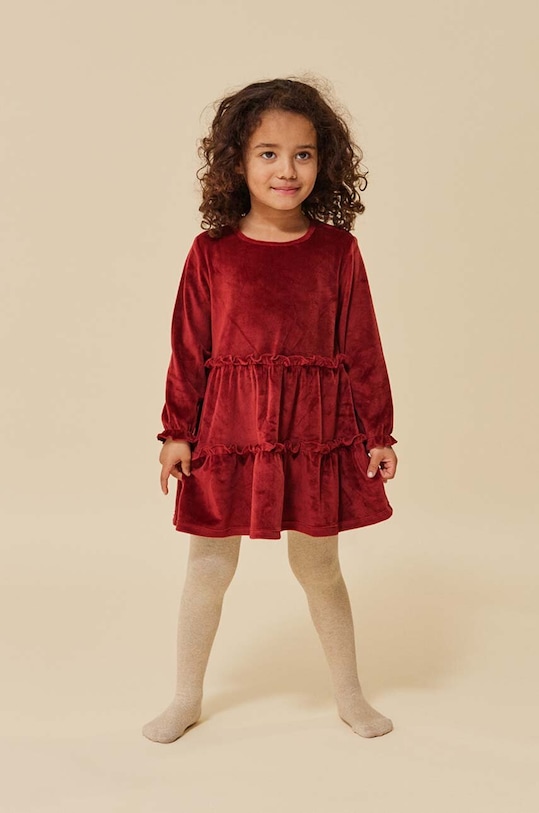 Konges Sløjd sukienka dziecięca z elastanem bordowy KS6419