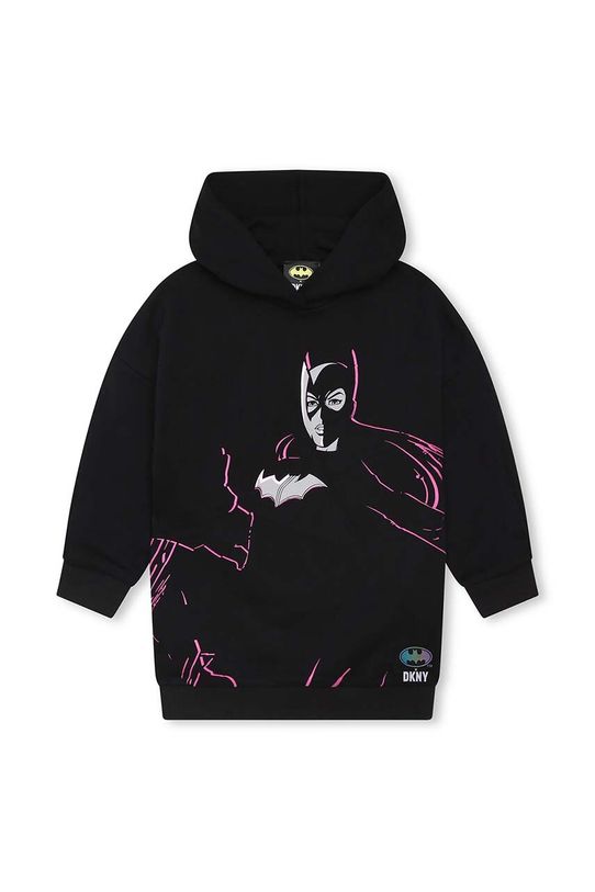 Dječja pamučna haljina Dkny x DC Comics D32906.114.150 crna AW23