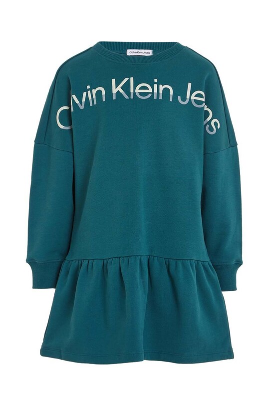 Хлопковое детское платье Calvin Klein Jeans IG0IG02227.9BYX зелёный AW23