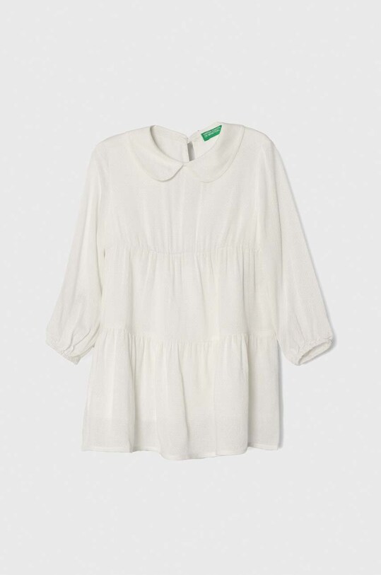 United Colors of Benetton sukienka dziecięca rozkloszowany biały 4FBKGV00W.P.SEASONAL