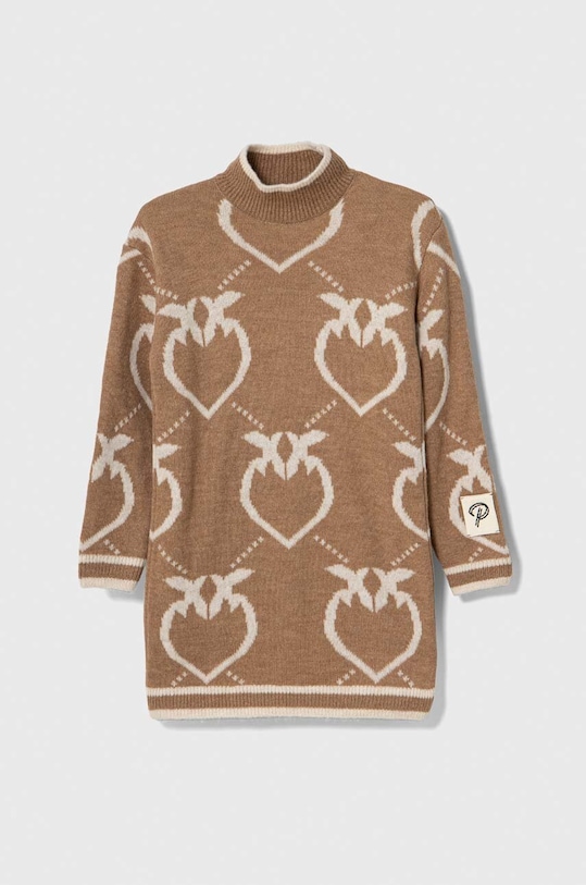 Дитяча сукня з домішкою вовни Pinko Up довгий бежевий F3PIJGDR208