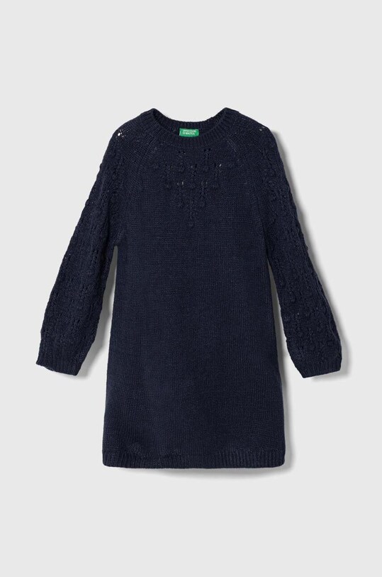 Детское платье с примесью шерсти United Colors of Benetton длинный тёмно-синий 1UTKCV002.P.SEASONAL