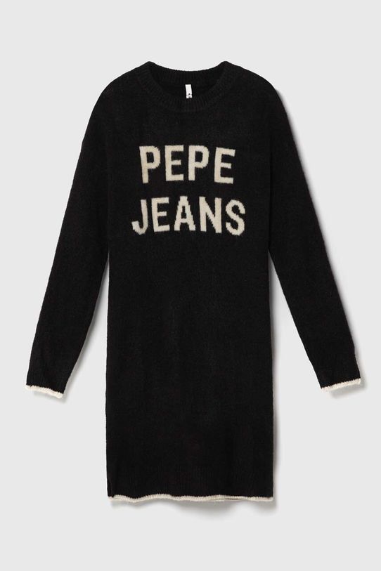 Детское платье с примесью шерсти Pepe Jeans длинный чёрный PG951647