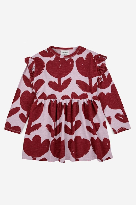 Bobo Choses sukienka bawełniana dziecięca 223AC103 fioletowy AW23