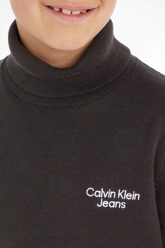 Calvin Klein Jeans pulover de bumbac pentru copii IB0IB01331.9BYX negru