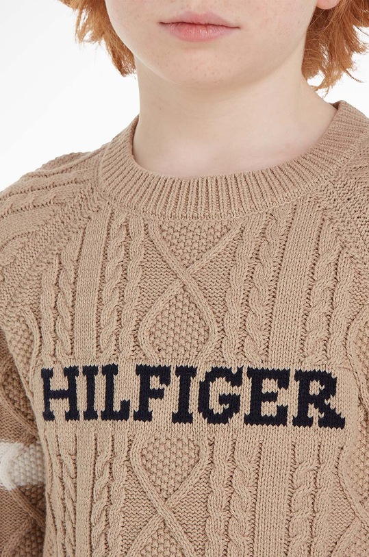 Детски пуловер Tommy Hilfiger KB0KB08513.128.176.9BYX бежов