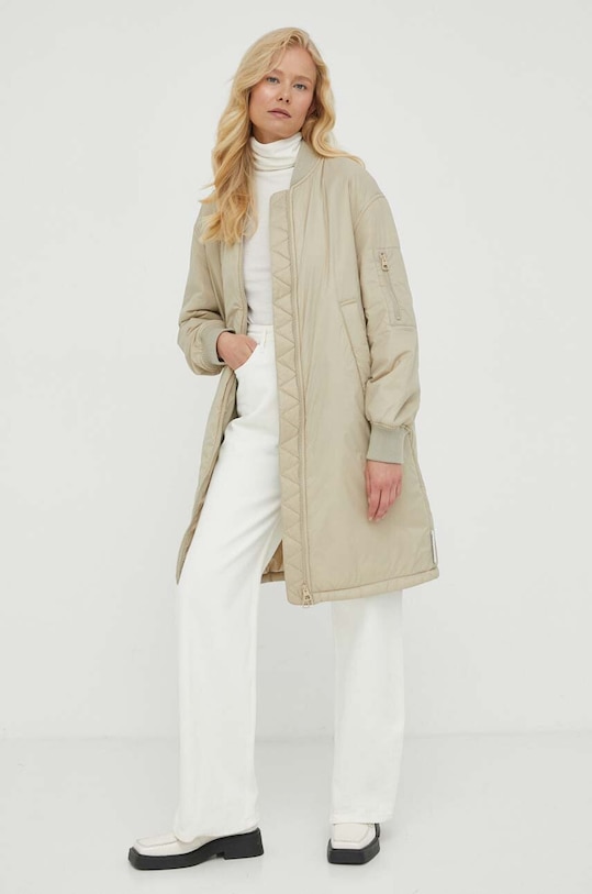 Bruuns Bazaar longsleeve z domieszką wełny Angela BBW1070N beżowy SS24