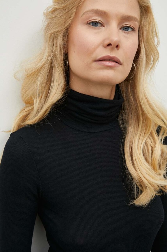 Bruuns Bazaar longsleeve z domieszką wełny Angela czarny BBW1070N