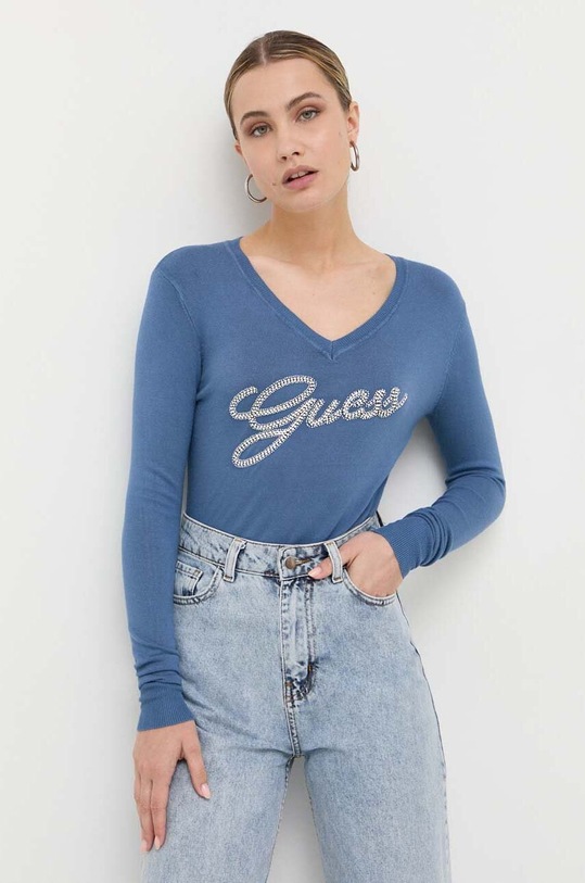 Guess sweter wełniany szpic niebieski W3YR21.Z2NQ2