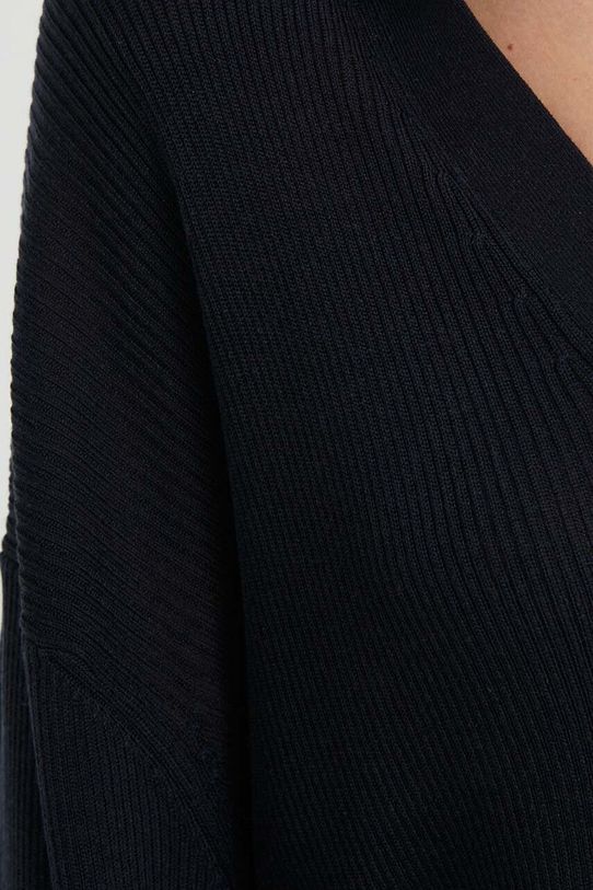 Sveter s prímesou hodvábu Tommy Hilfiger WW0WW38988 tmavomodrá