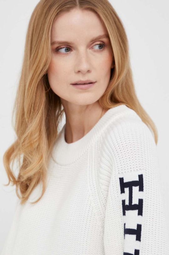 Bavlněný svetr Tommy Hilfiger WW0WW39002 béžová