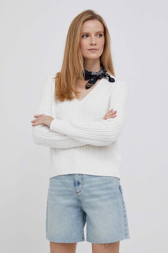 Tommy Hilfiger pulover din amestec de lana grosime medie bej WW0WW39017