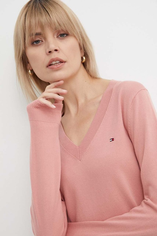 Tommy Hilfiger pulóver sima rózsaszín WW0WW40098