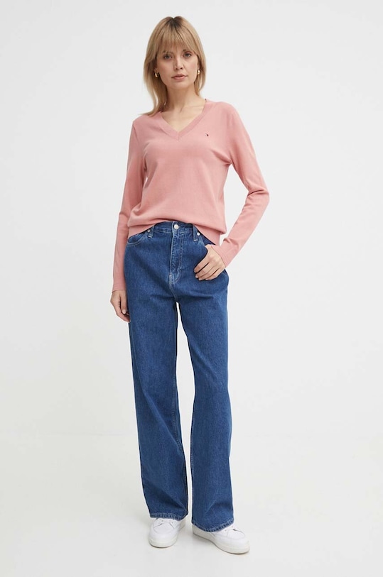 Tommy Hilfiger pulóver WW0WW40098 rózsaszín AW25