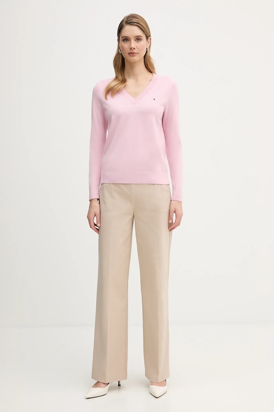 Tommy Hilfiger sweter WW0WW40098 różowy AW25