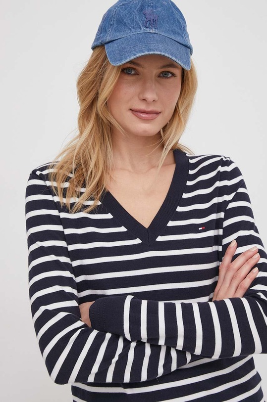 Tommy Hilfiger pulóver sima sötétkék WW0WW40098
