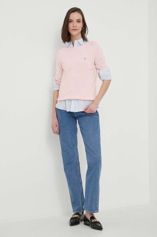 Πουλόβερ Tommy Hilfiger WW0WW40099 ροζ SS25