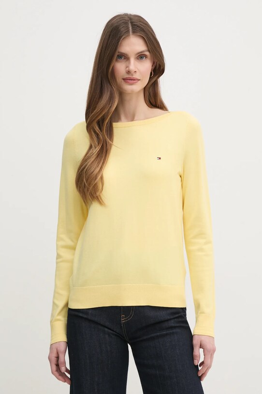 Pulover Tommy Hilfiger bez uzorka zlatna WW0WW40099