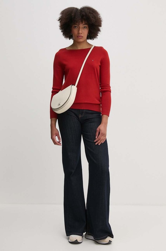 Πουλόβερ Tommy Hilfiger WW0WW40099 κόκκινο SS25