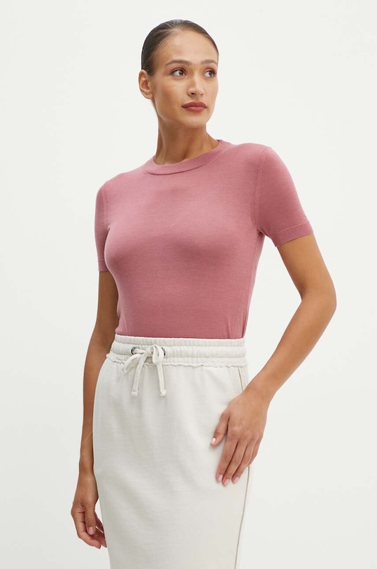 Μάλλινο πουλόβερ BOSS μαλλί ροζ 50492857