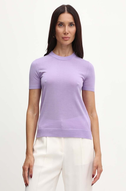 BOSS sweter wełniany fioletowy 50492857