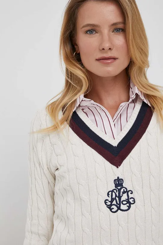 Lauren Ralph Lauren sweter bawełniany beżowy 200909341