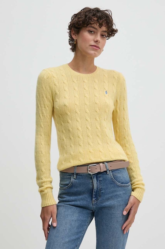 Polo Ralph Lauren sweter wełniany okrągły żółty 211910421