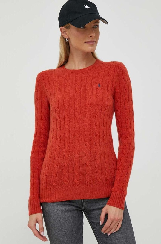 Μάλλινο πουλόβερ Polo Ralph Lauren μαλλί πορτοκαλί 211910421