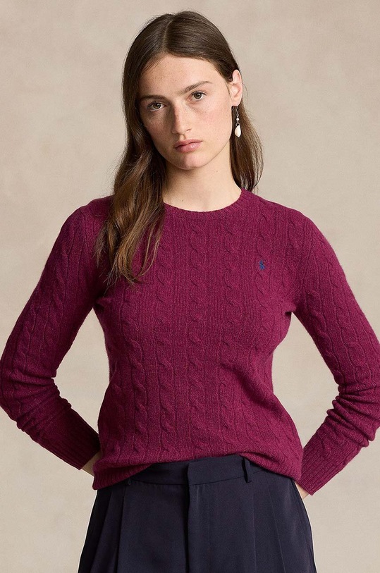 Polo Ralph Lauren sweter wełniany okrągły fioletowy 211910421