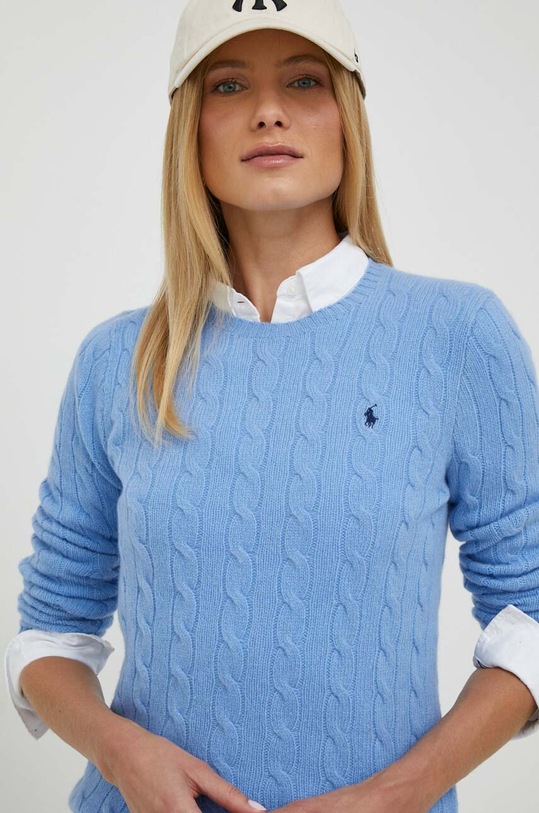 Polo Ralph Lauren sweter wełniany okrągły niebieski 211910421