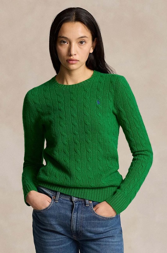 Polo Ralph Lauren sweter wełniany okrągły zielony 211910421
