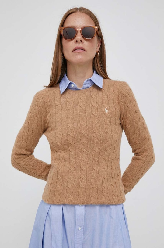 Polo Ralph Lauren gyapjú pulóver 211910421 bézs AW24
