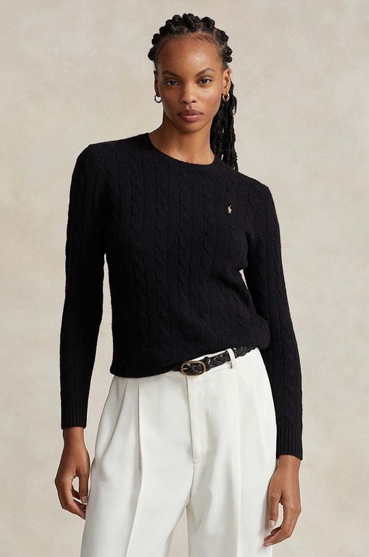 Polo Ralph Lauren sweter wełniany okrągły czarny 211910421