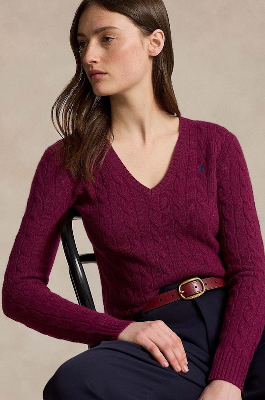 Вълнен пуловер Polo Ralph Lauren 211910422 виолетов