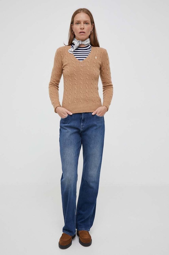 Polo Ralph Lauren gyapjú pulóver 211910422 bézs AW24