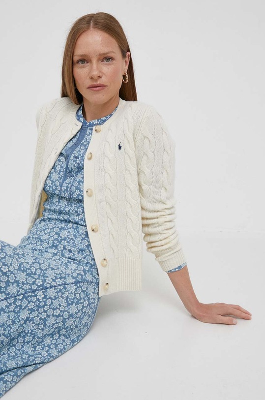 Polo Ralph Lauren cardigan din lână uni bej 211910443